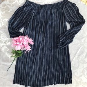 Pinstripe Off-Shoulder Dress